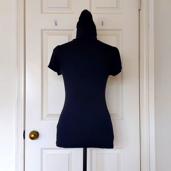 NWOT. The Limited Rayon and Spandex Black Short Sleeve Turtleneck Top. - Picture 2 of 4